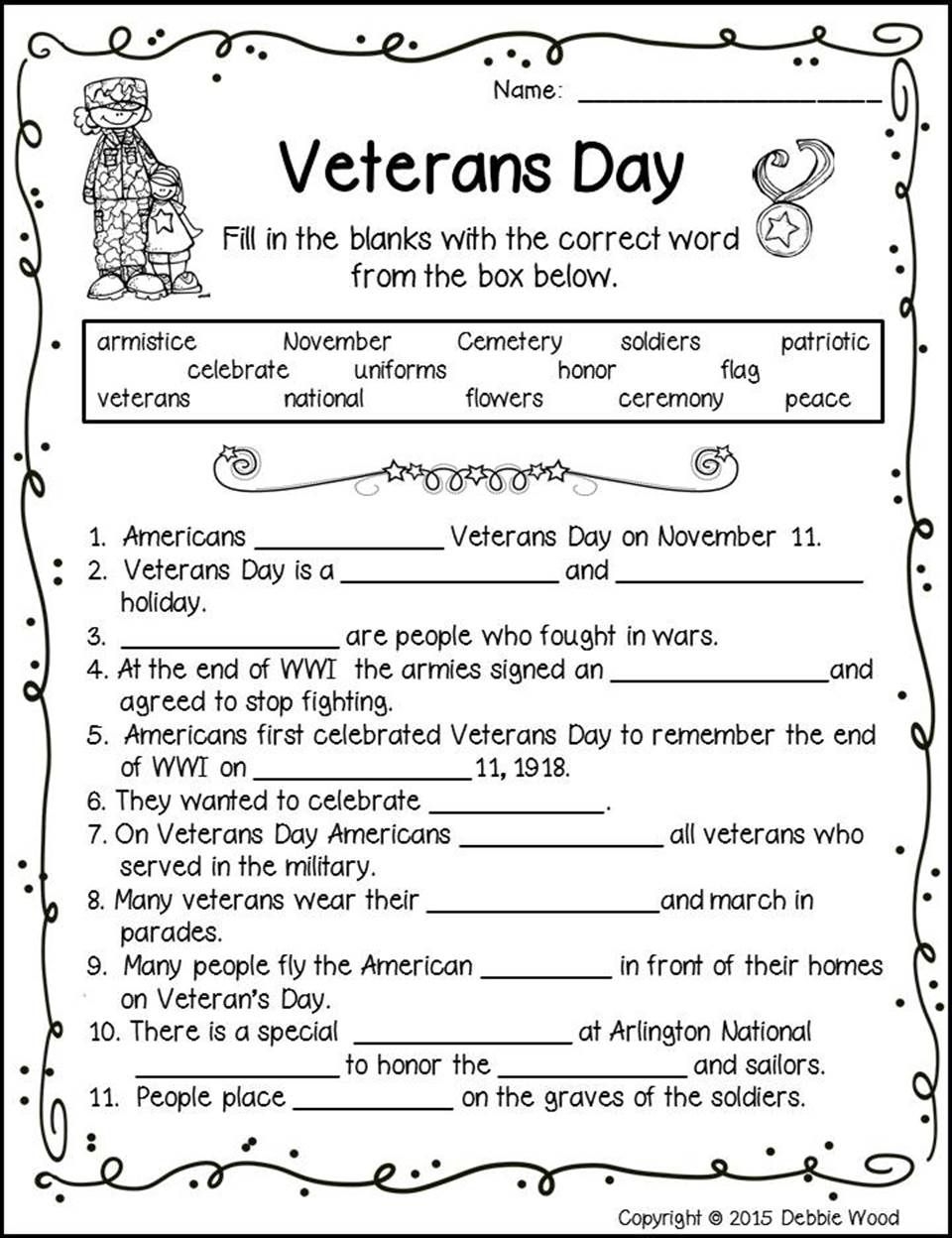 Free Printable Veterans Day Worksheets