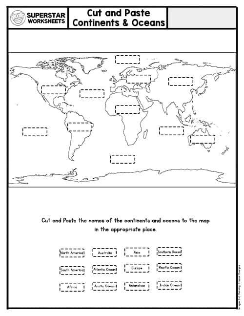 Free Printable Worksheets On Continents And Oceans Printable Word