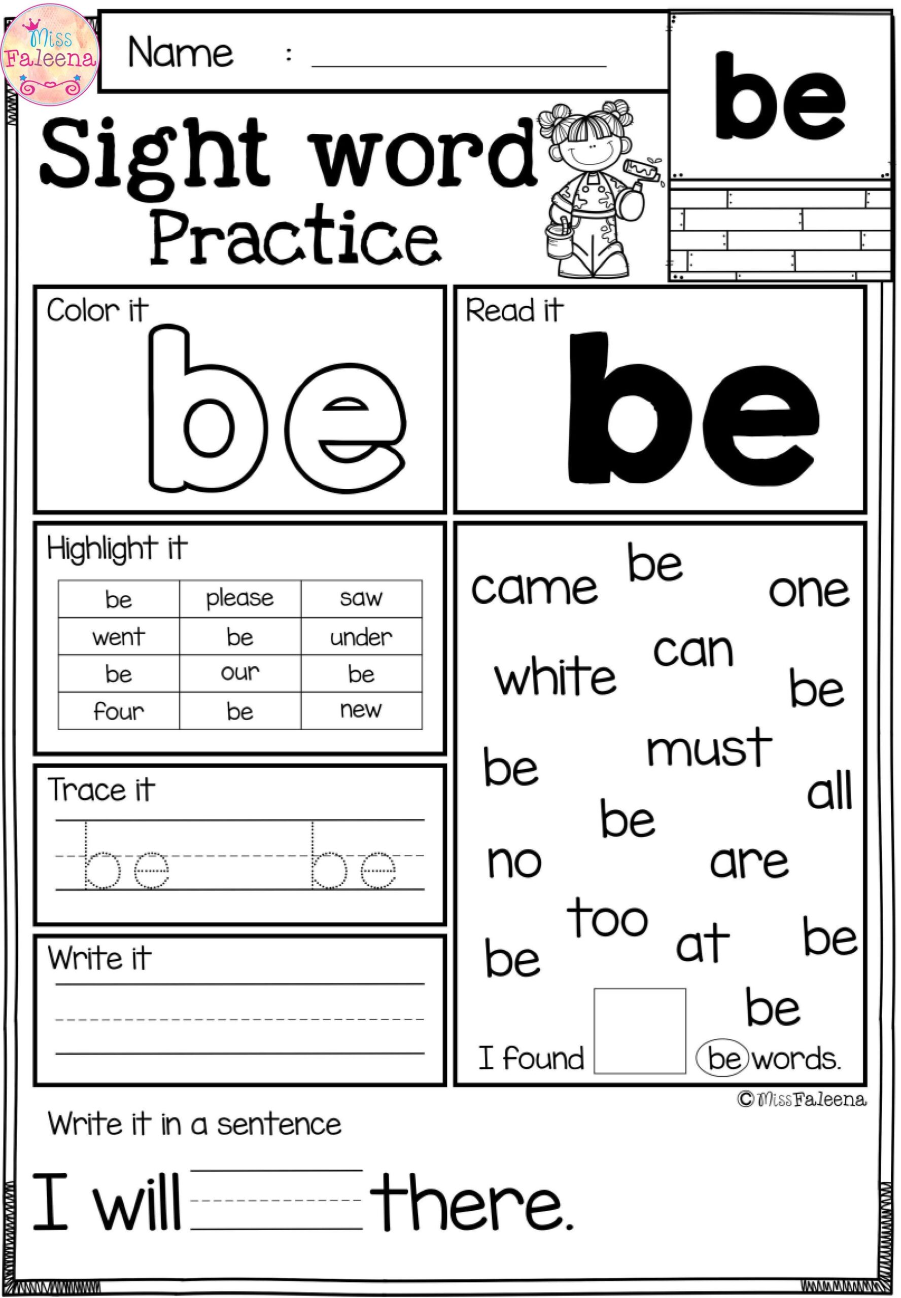 Free Sight Word Practice Printable Free Sight Word Practice Printable