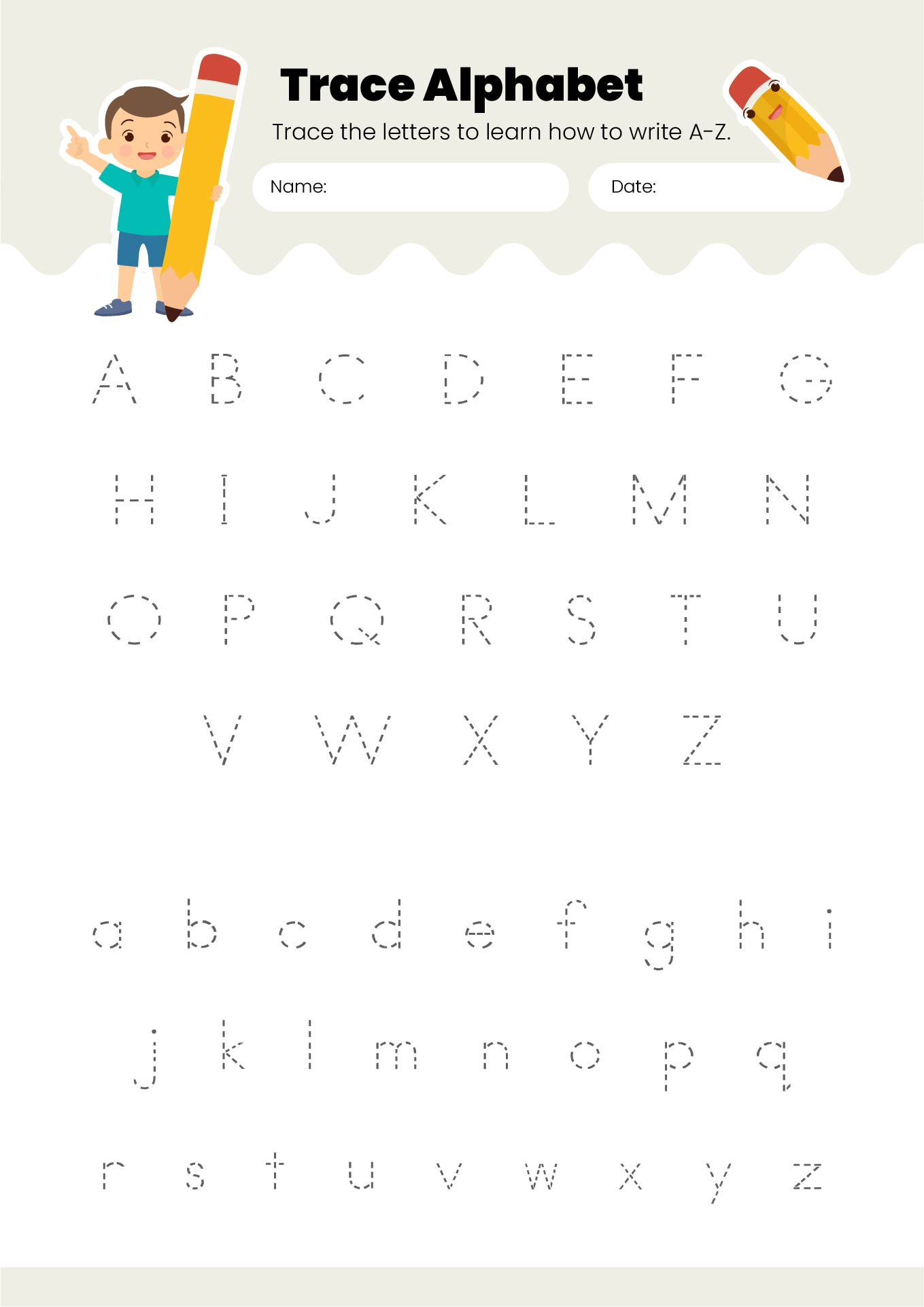 Free To Print Trace Alphabet Letters