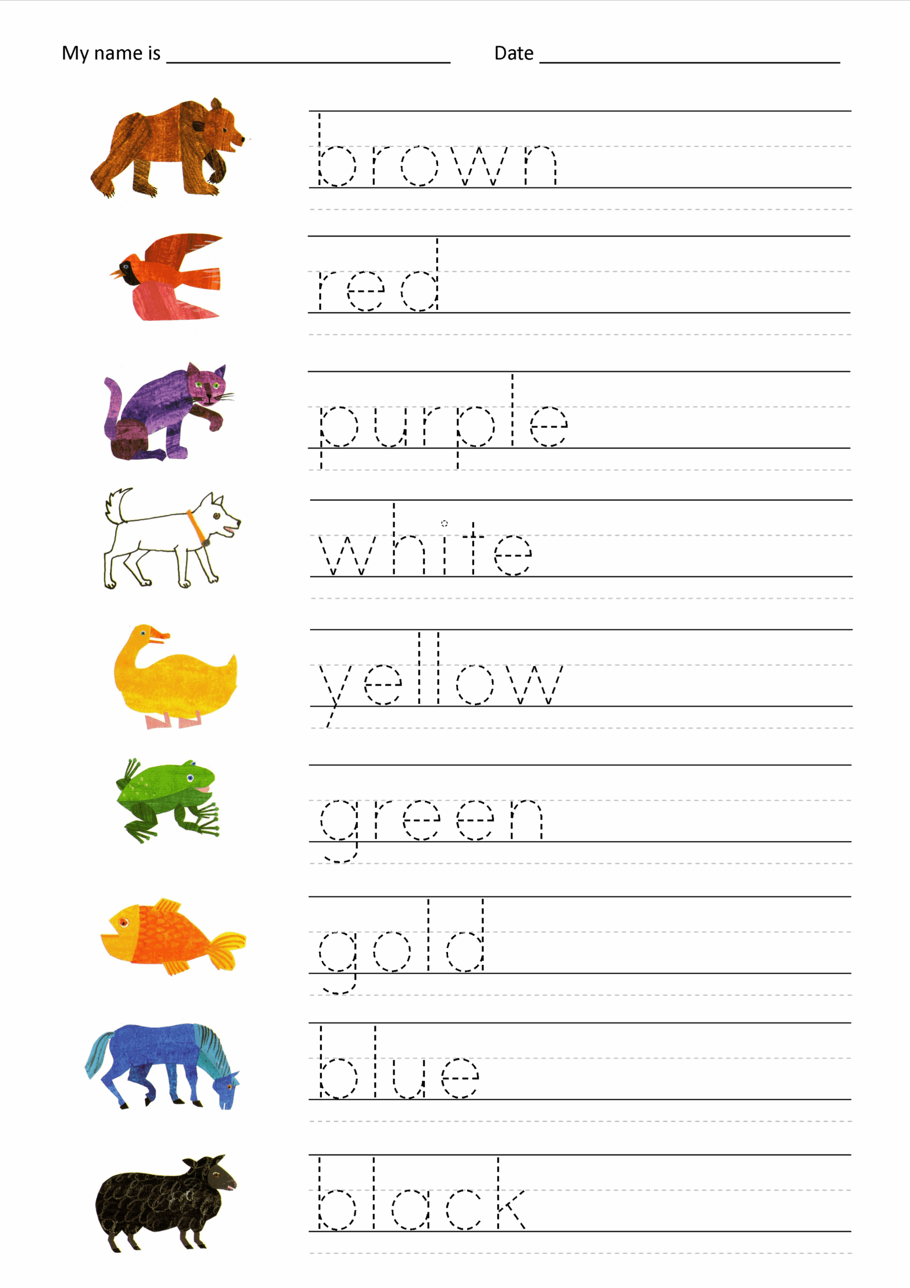 Free Word Tracing Worksheets