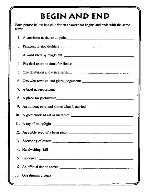 Fun Printable Worksheets For Adults Ronald Worksheets