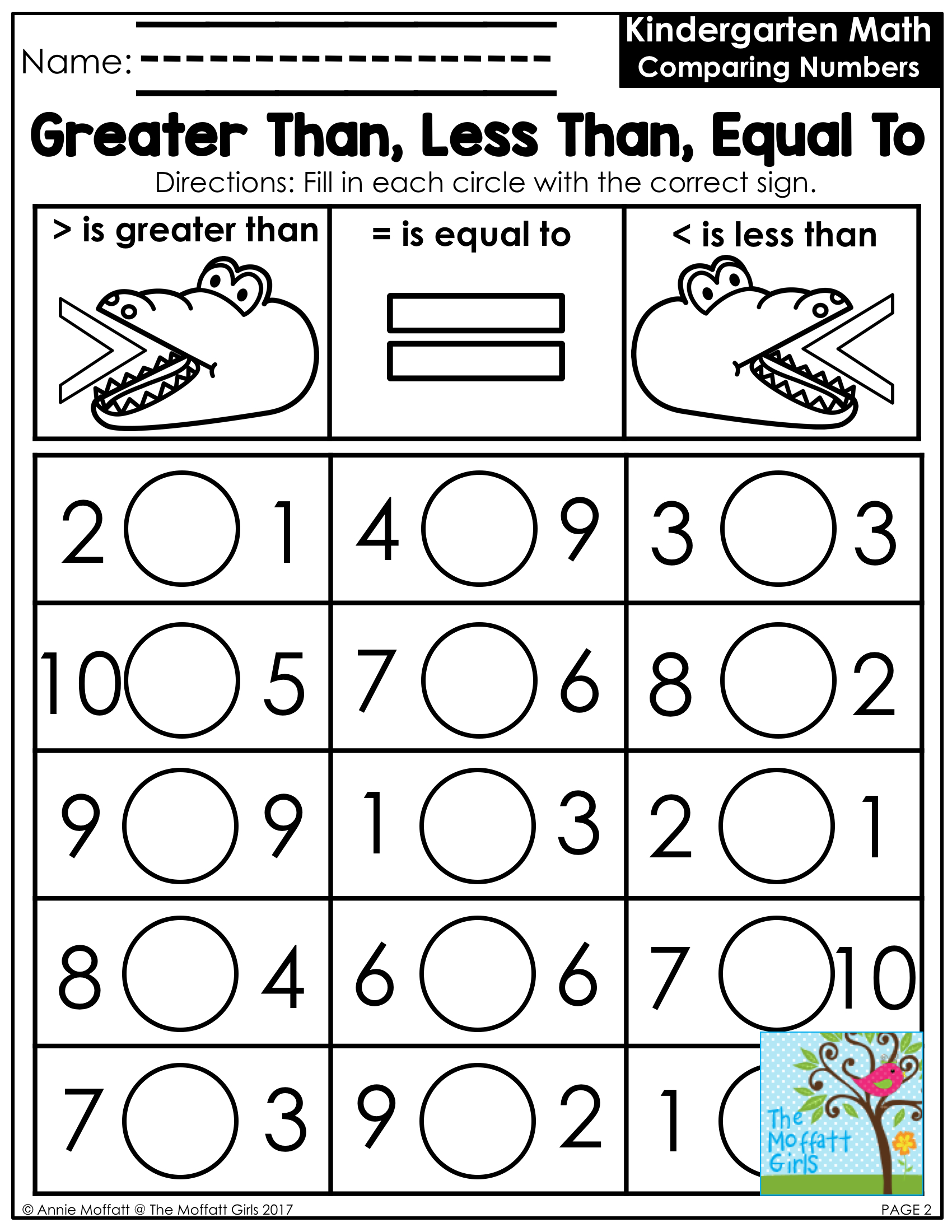 Greater Than Less Than Worksheets Free Printable Printable Worksheets