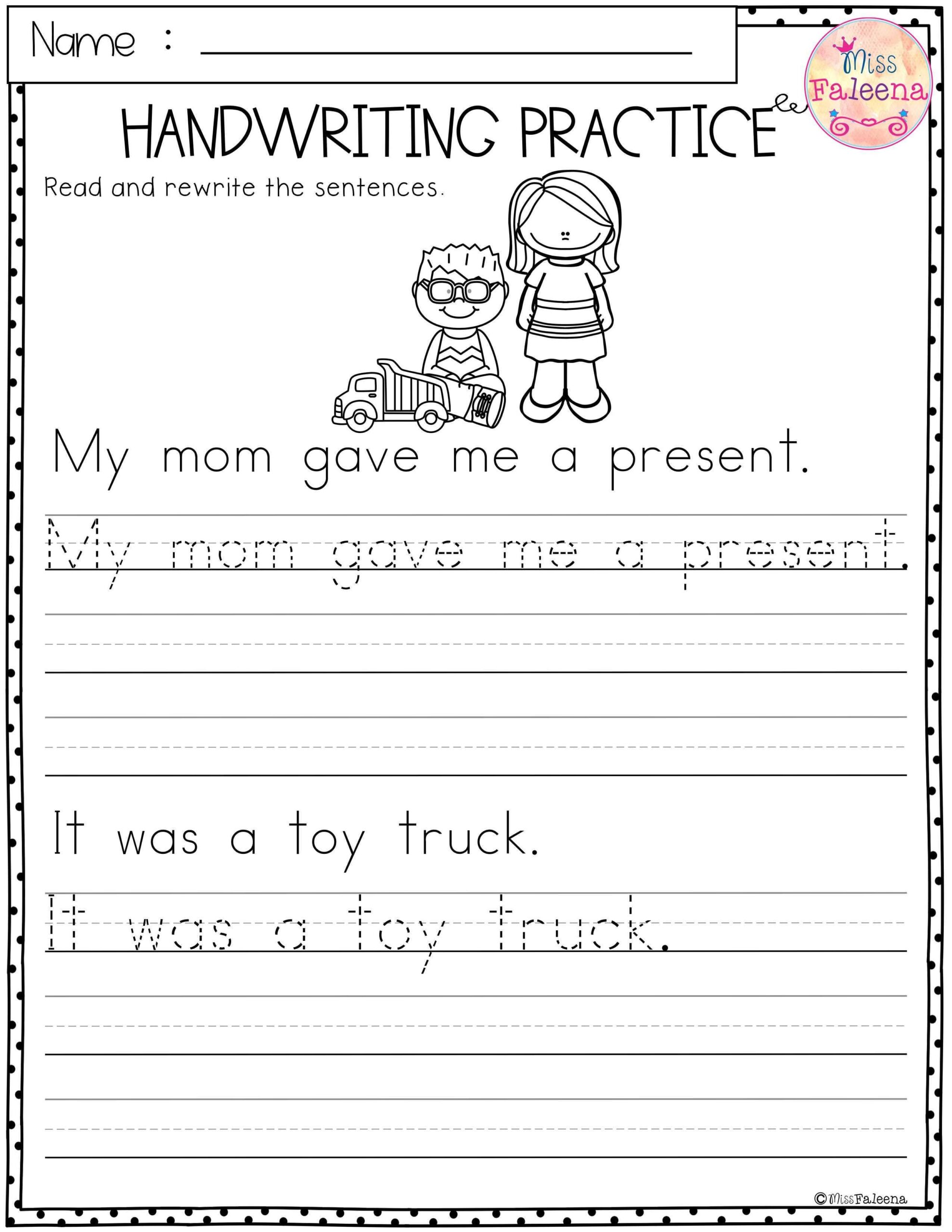 Handwriting Worksheets For Kindergarten Free Printable Printable