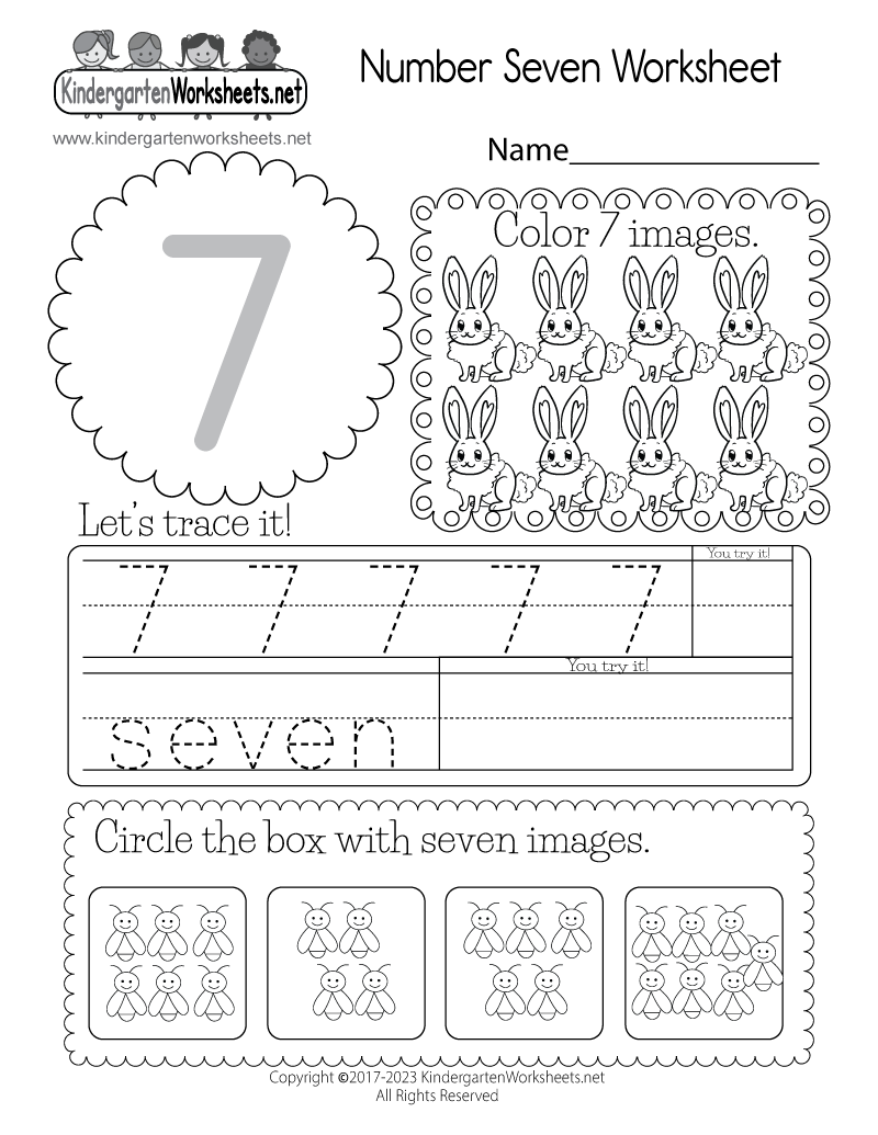 Identifying Number 7 Worksheets