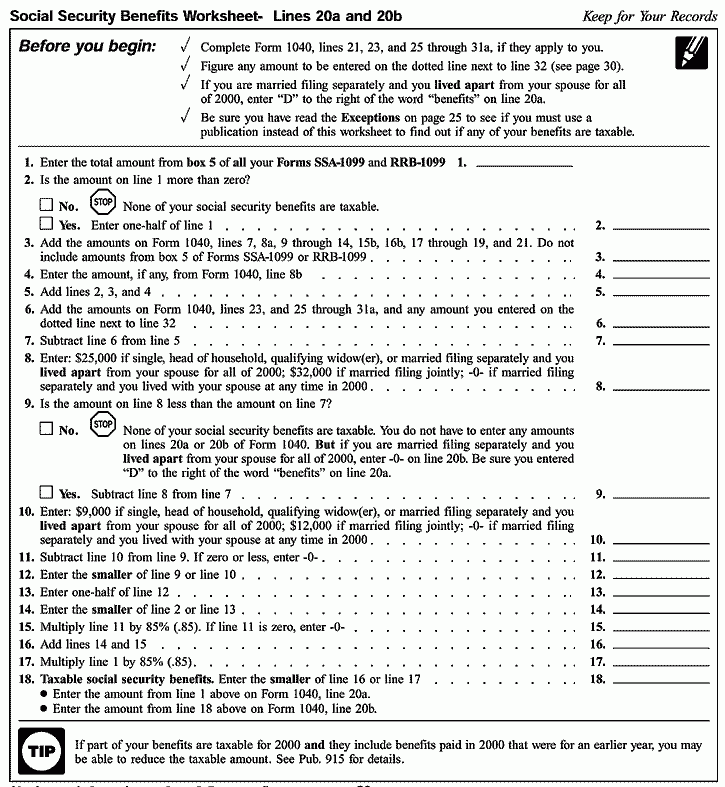 Irs Form 1040 2024 Social Security Worksheet