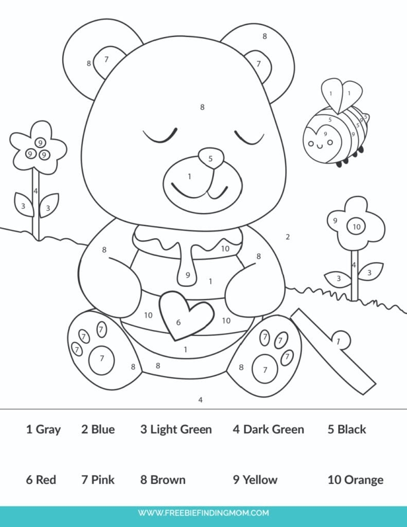 Kindergarten Color By Number Printables