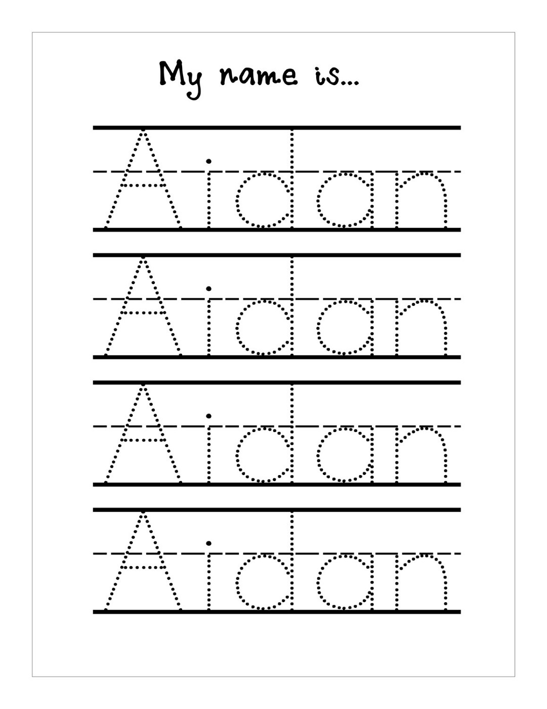 Kindergarten Name Tracing Worksheets
