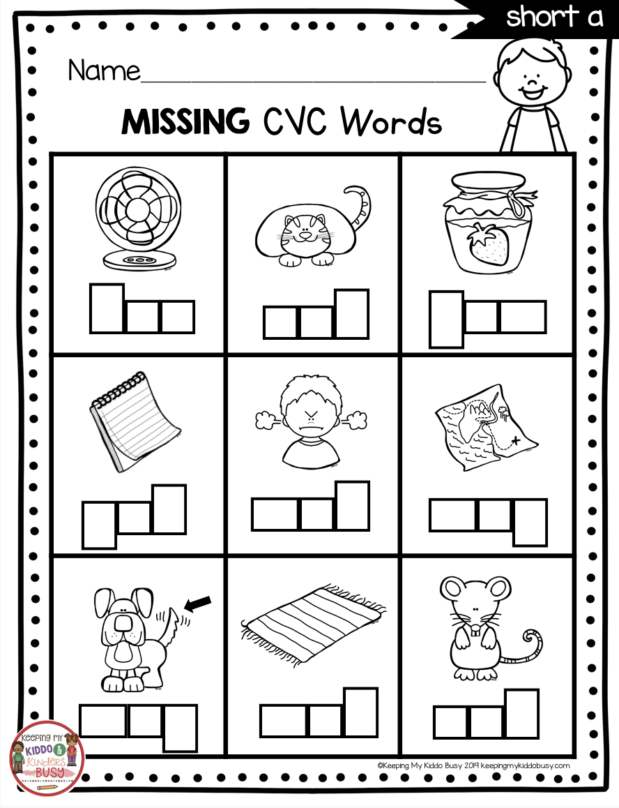 Kindergarten Printable Cvc Words Worksheets