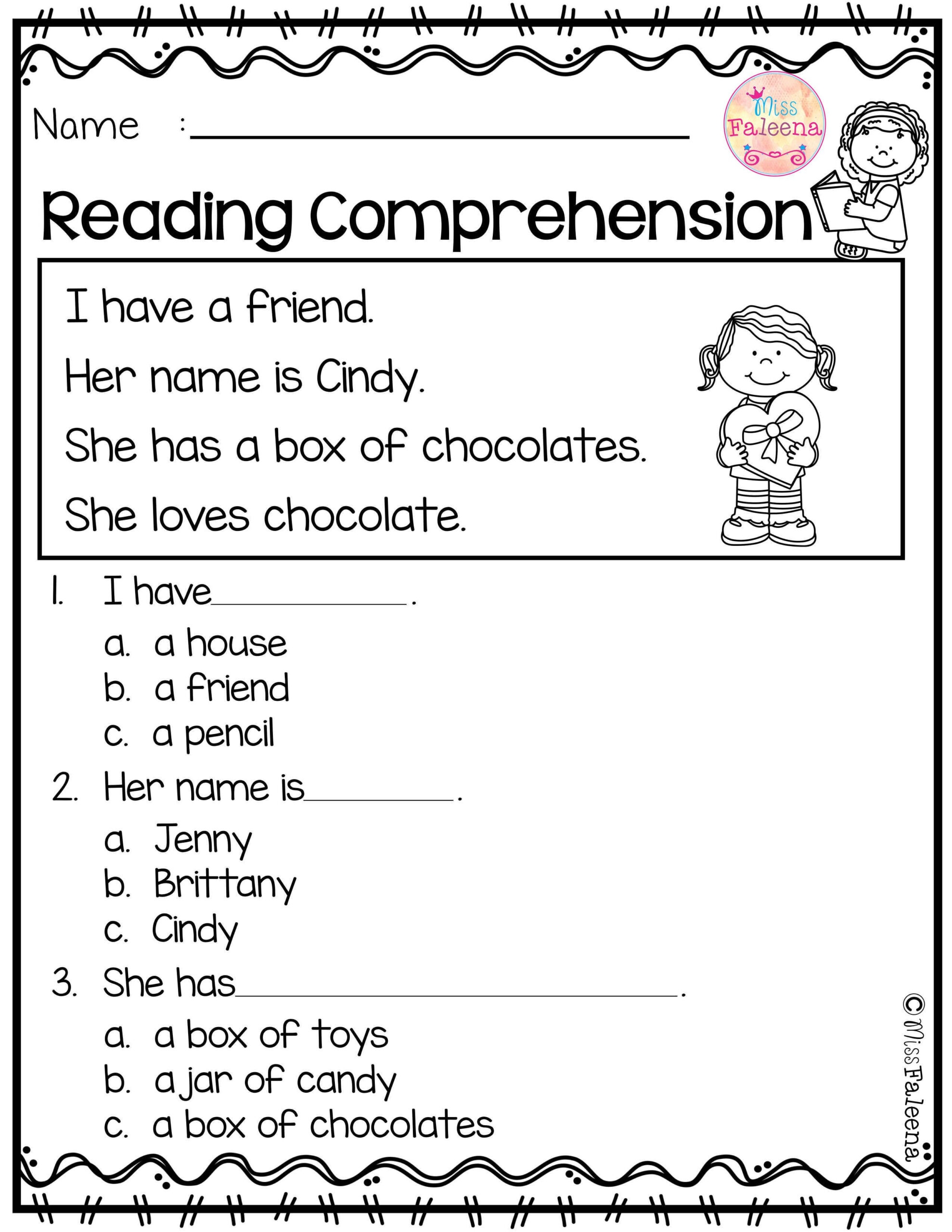 Kindergarten Reading Worksheets Printable Reading Comprehension 