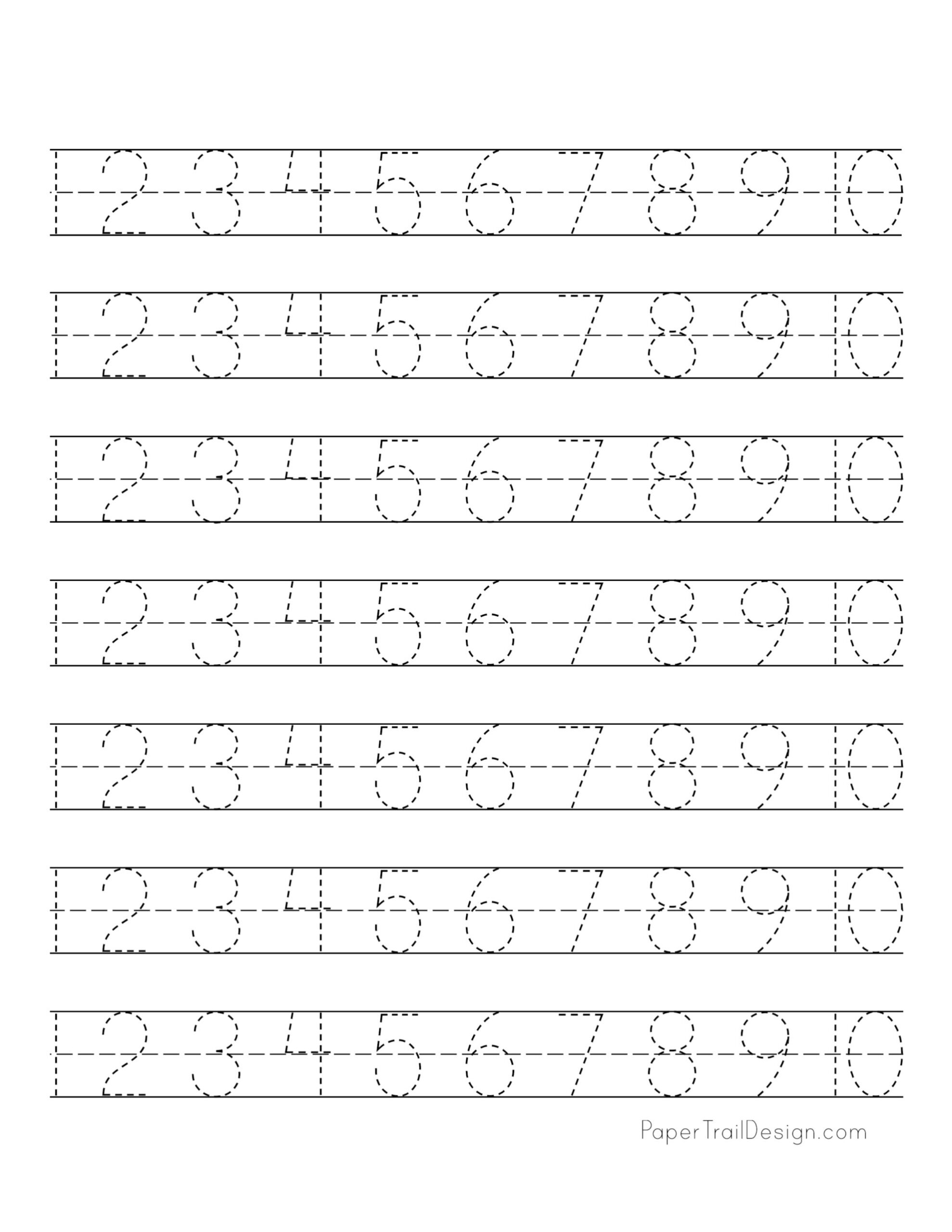 Large Free Printable Number Tracing Sheets