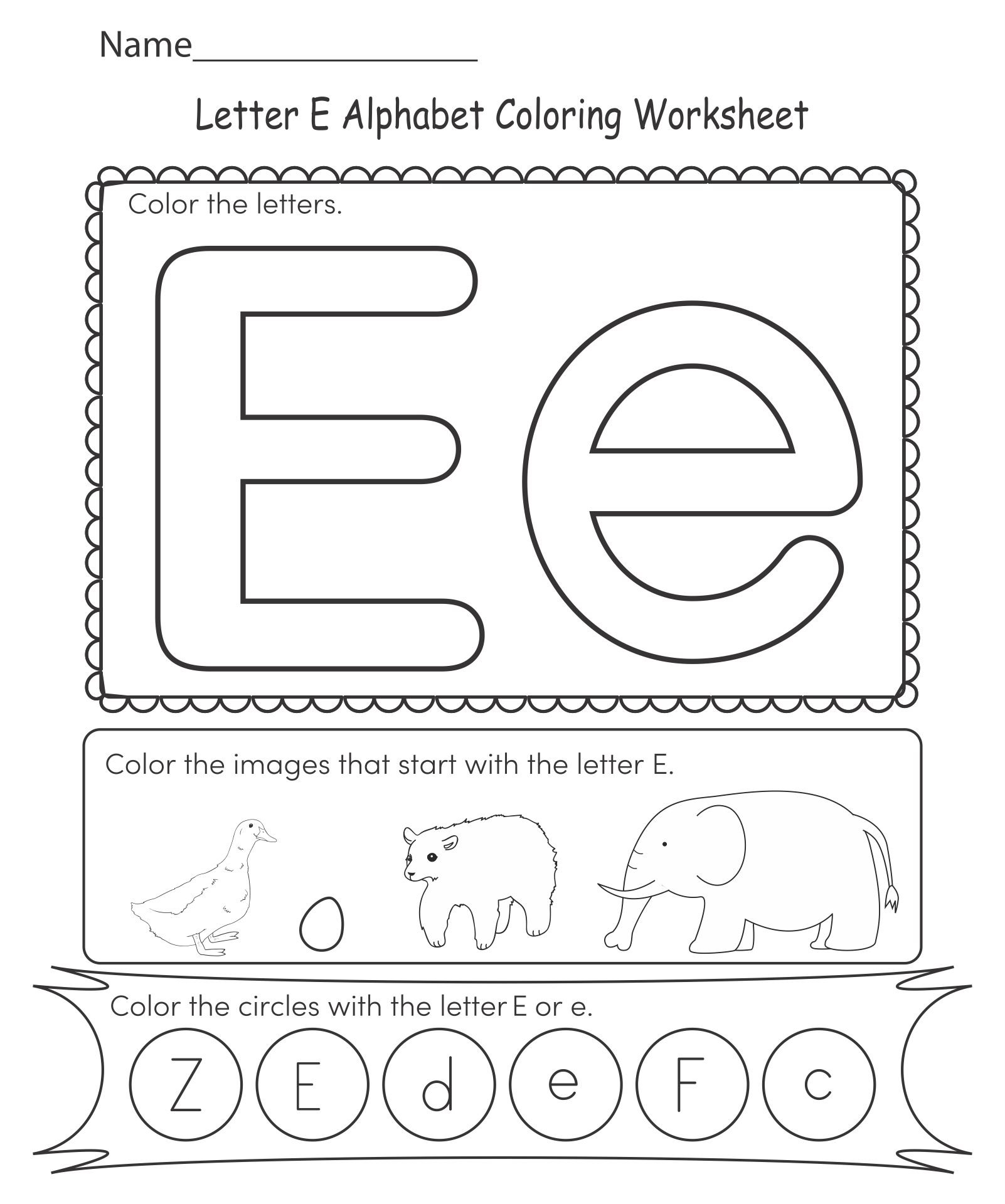 Letter E Printable Worksheets Printable Cards