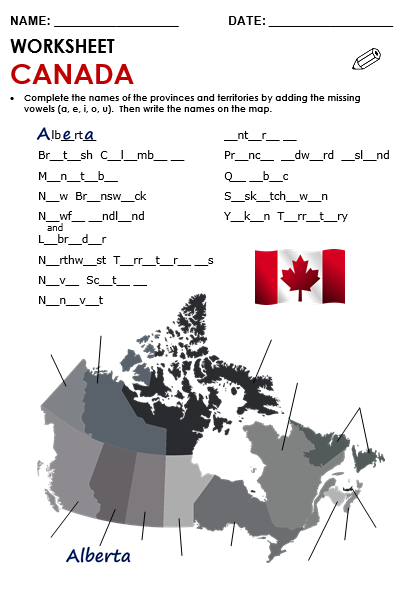 Map Of Canada fully Editable ESL Worksheet By Diana561 54 OFF
