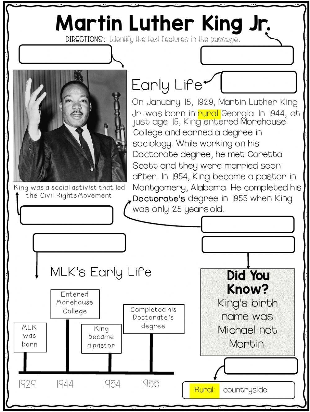 Martin Luther King Jr For Kids Printable Reader To Color And Learn 