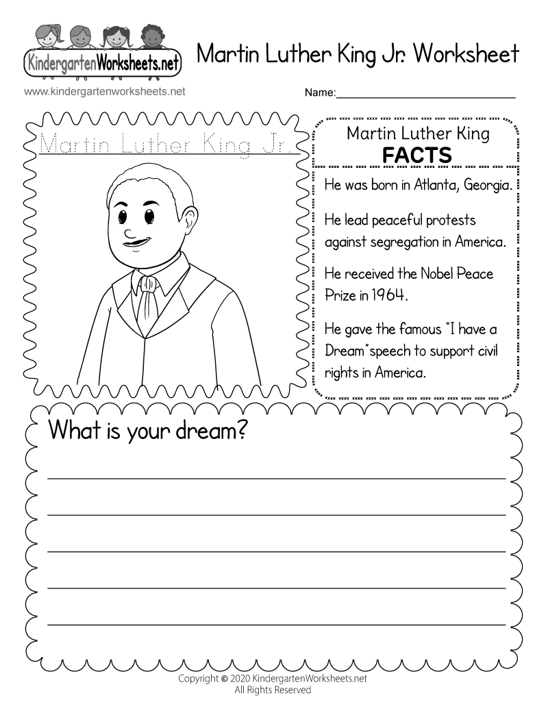 Martin Luther King Jr Worksheets I Have A Dream