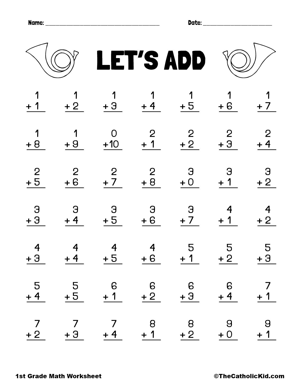 Math Printables First Grade