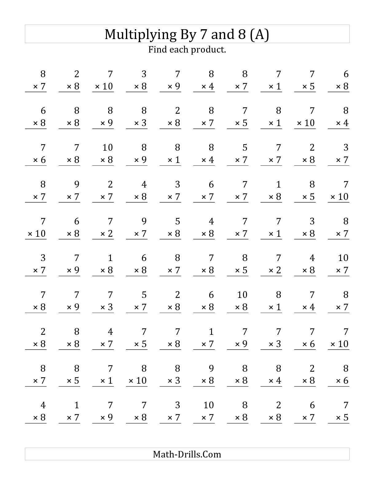 Multiplication Facts Sheets 100