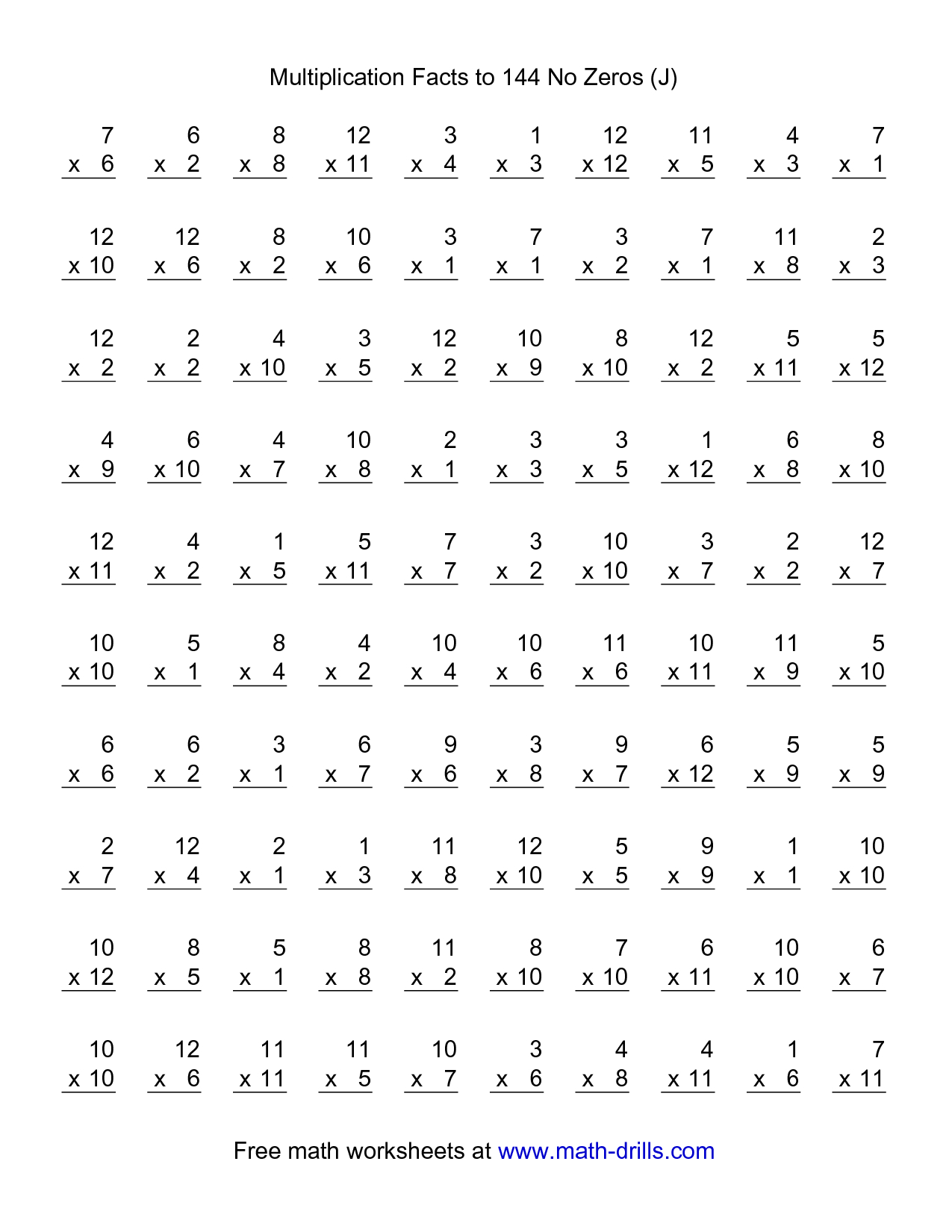 Multiplication Worksheets 1 12 Printable Printable Worksheets