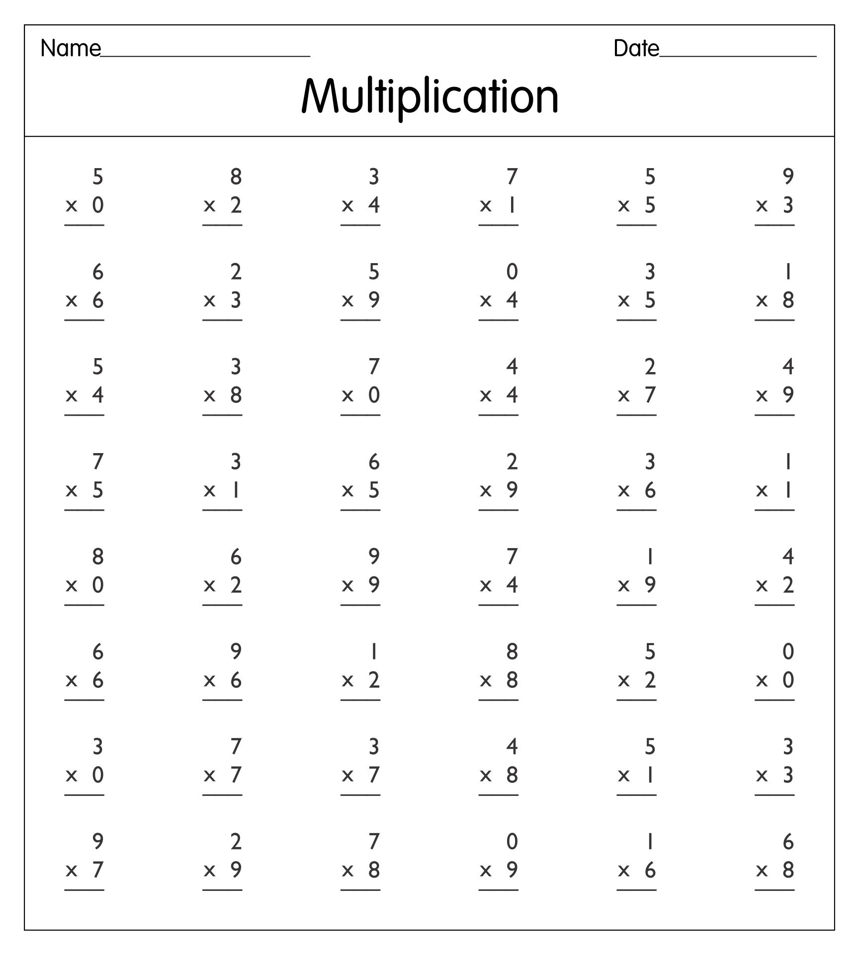 Multiplication Worksheets Free Printables Printable Worksheets Multiplication Worksheets Free Printables Printable Worksheets
