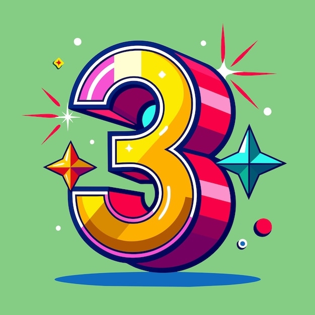 Premium Vector Three Number Or Number 3 3d