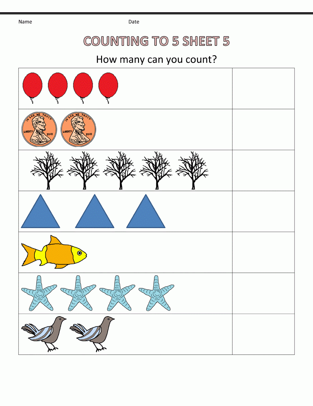Preschool Math Printable Worksheets