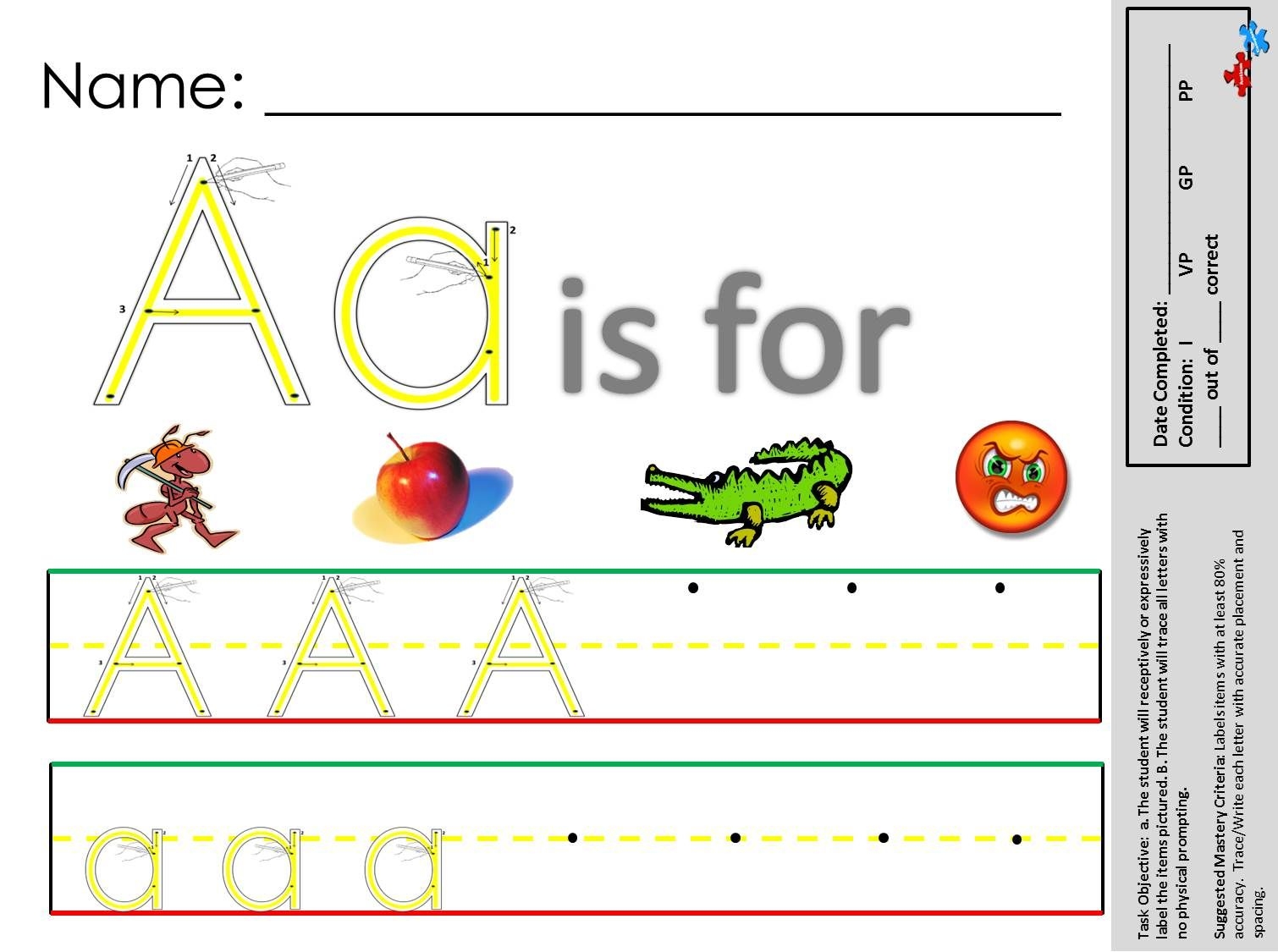 Printable Autism Writing Worksheets