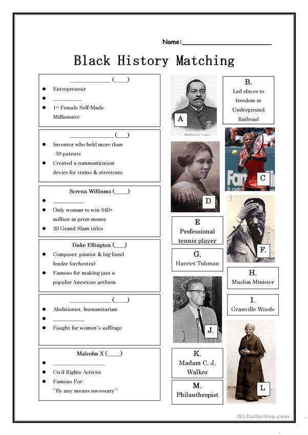 Printable Black History Month Worksheets Printable Worksheets