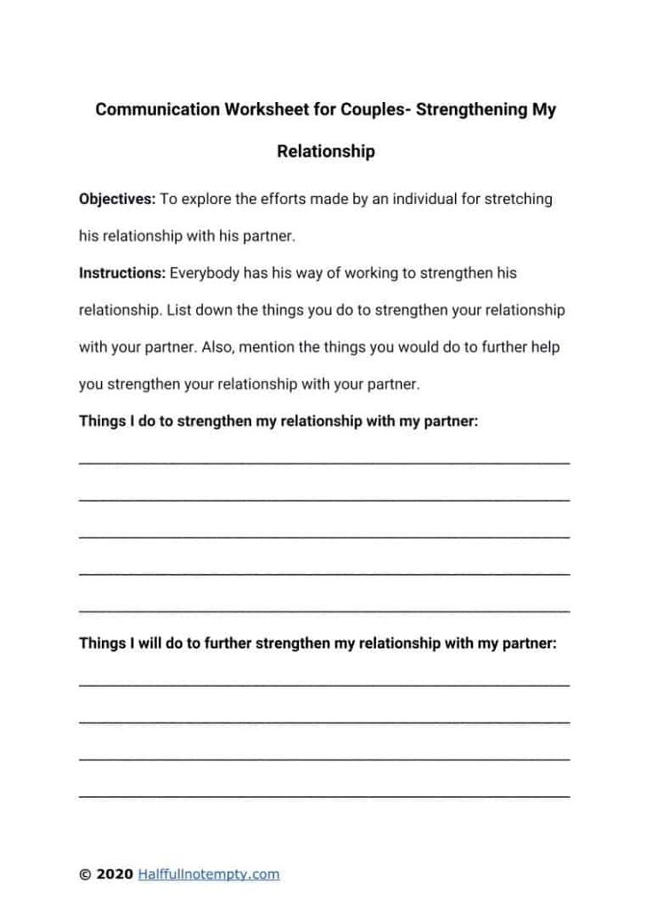 Printable Couples Communication Worksheets