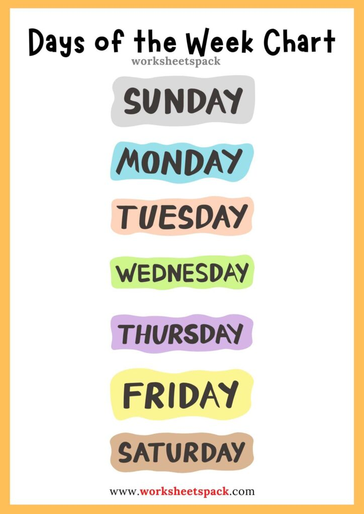 Printable Days Of The Week Worksheets Printable Sight Words List