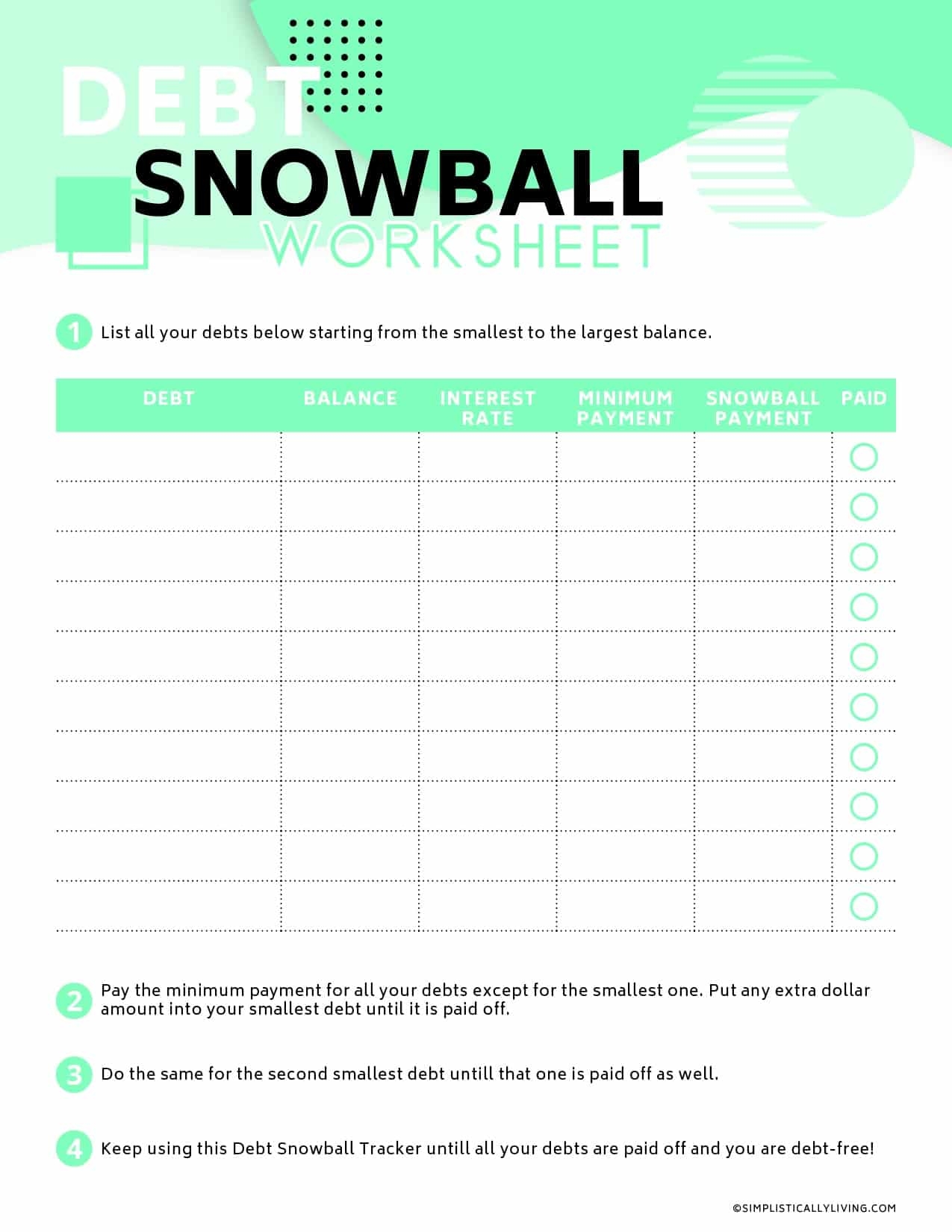 Printable Debt Snowball Tracker