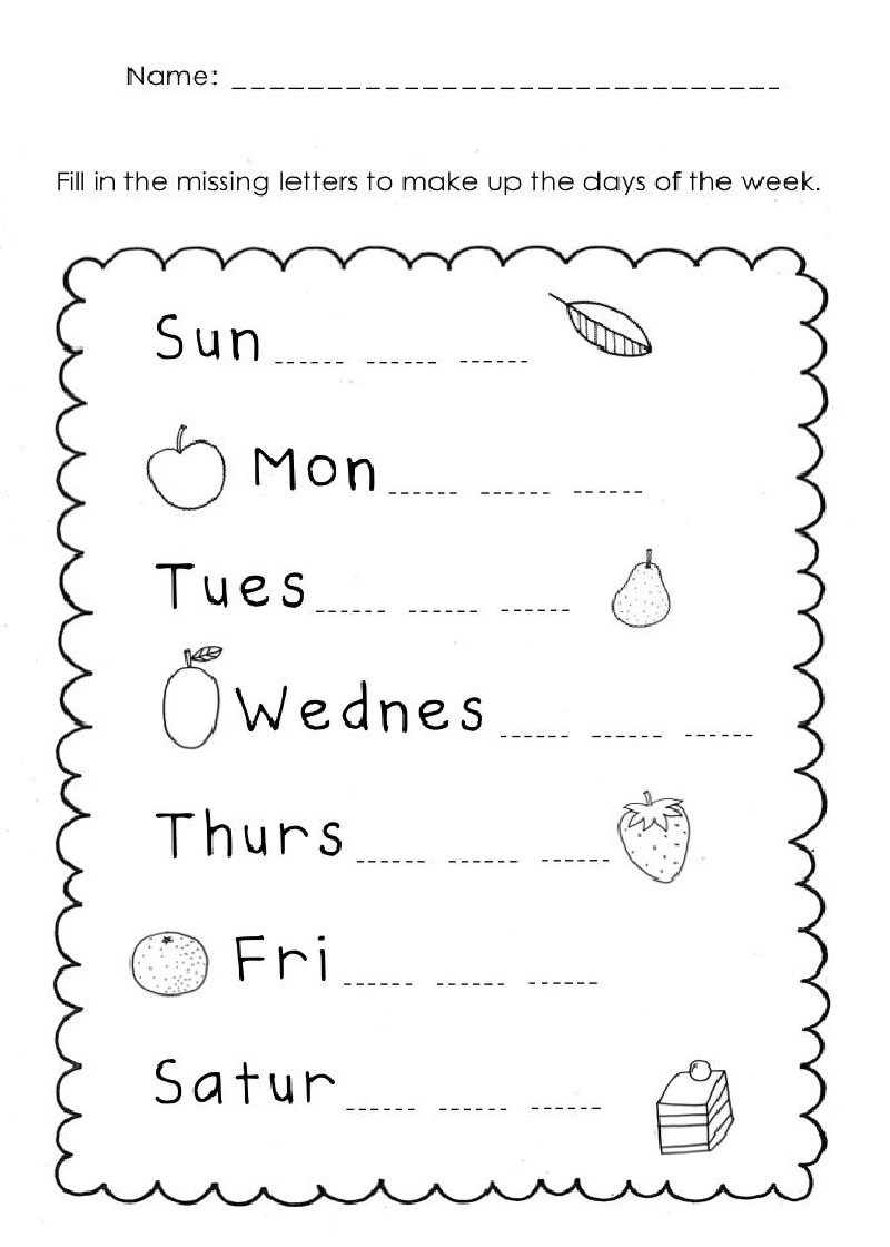 Printable Free Days Of The Week Worksheets 101 Activity