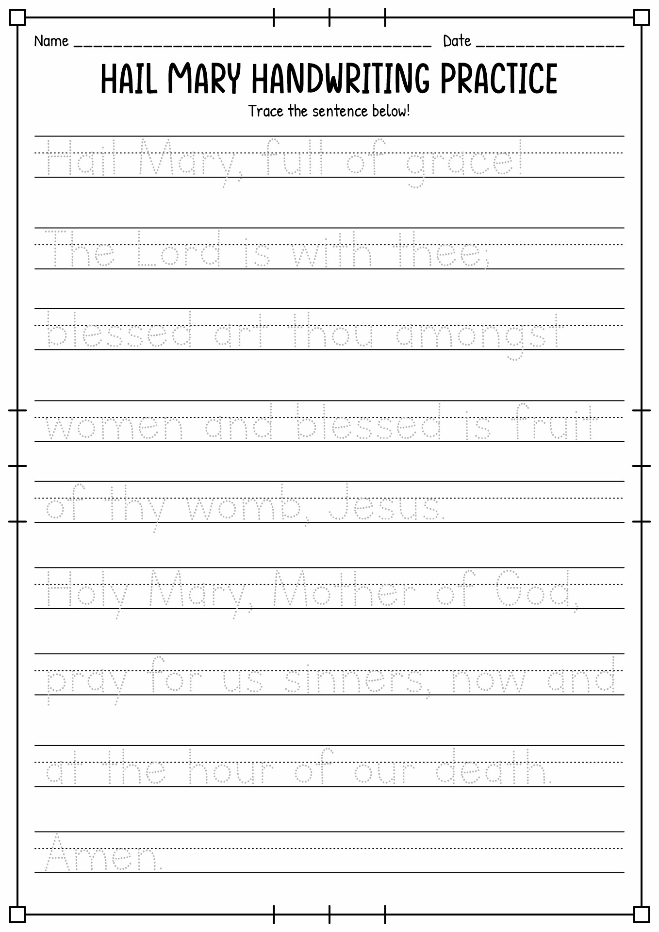 Printable Handwriting Practice Sheet