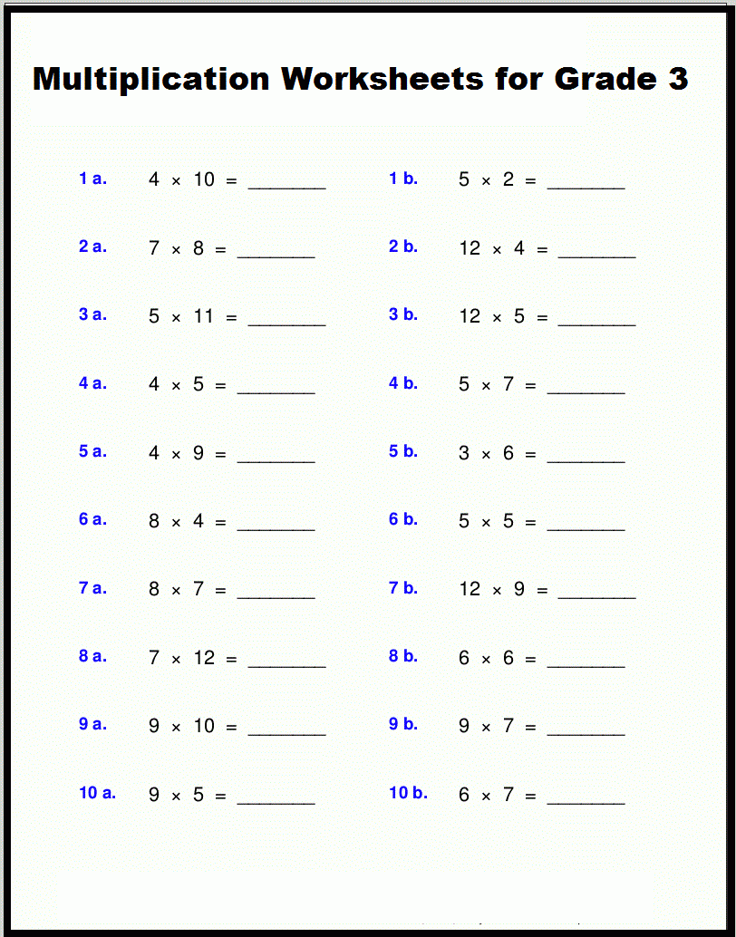 Printable Multiplication Worksheets For Grade 3 PDF With Pictures Printable Multiplication Worksheets For Grade 3 PDF With Pictures