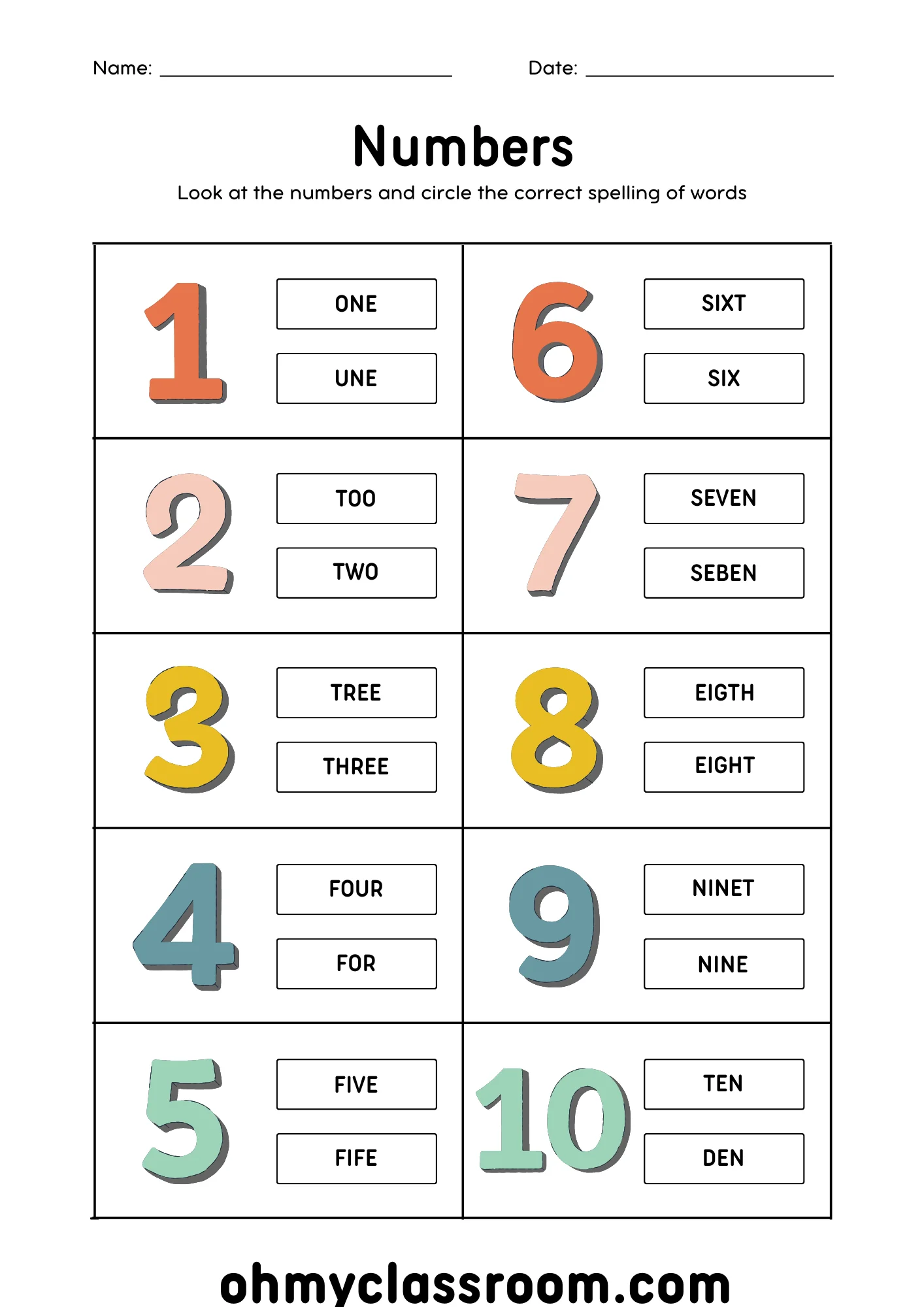 Printable Number Worksheets 1 100