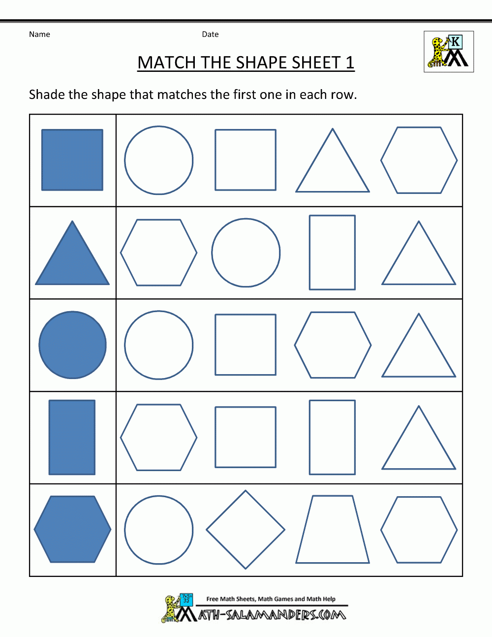 Printable Shapes Worksheets