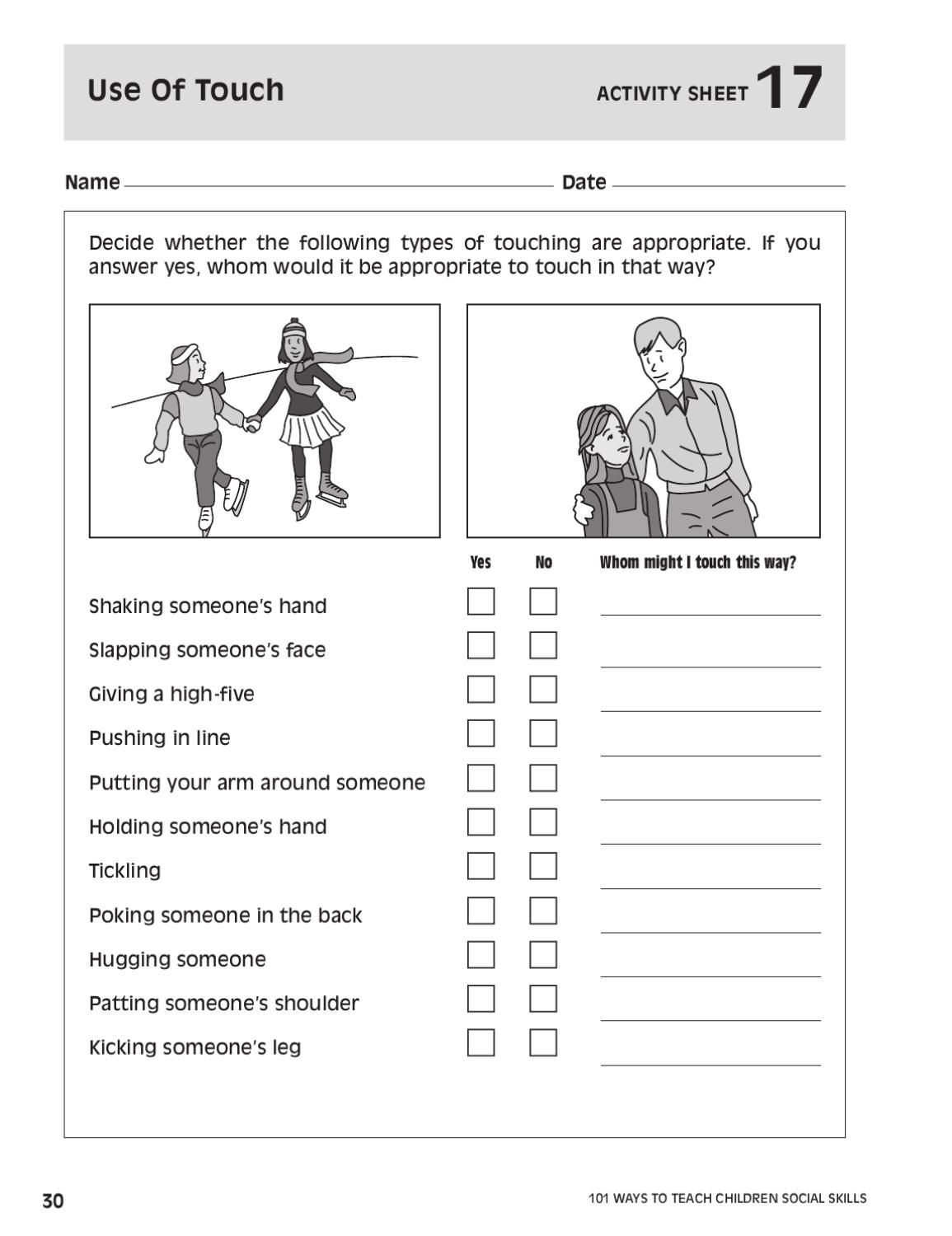 Printable Social Skills Activities Worksheets