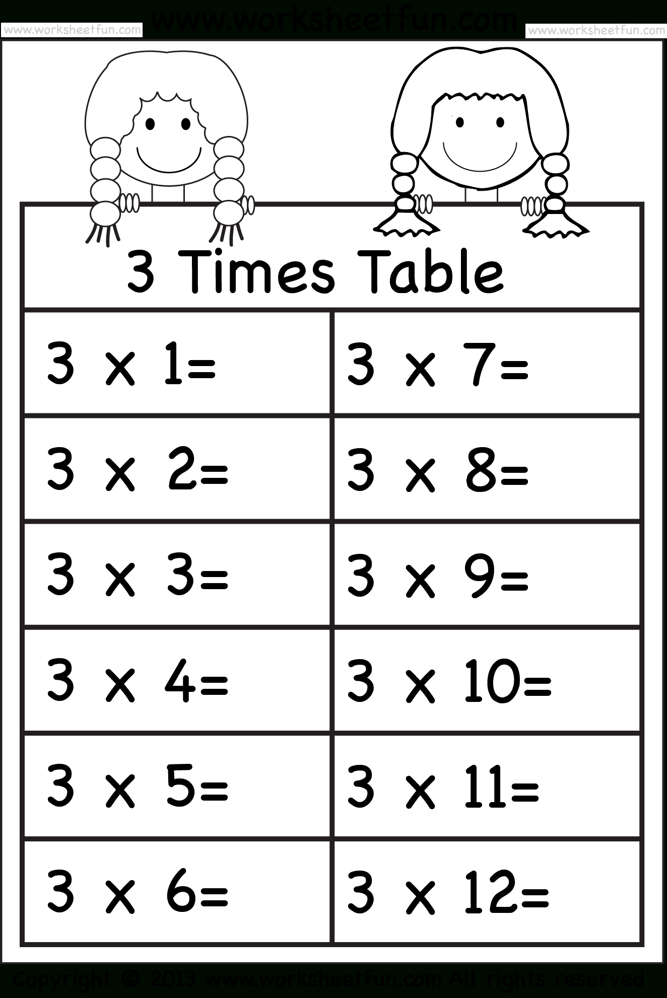 Printable Times Table Worksheets