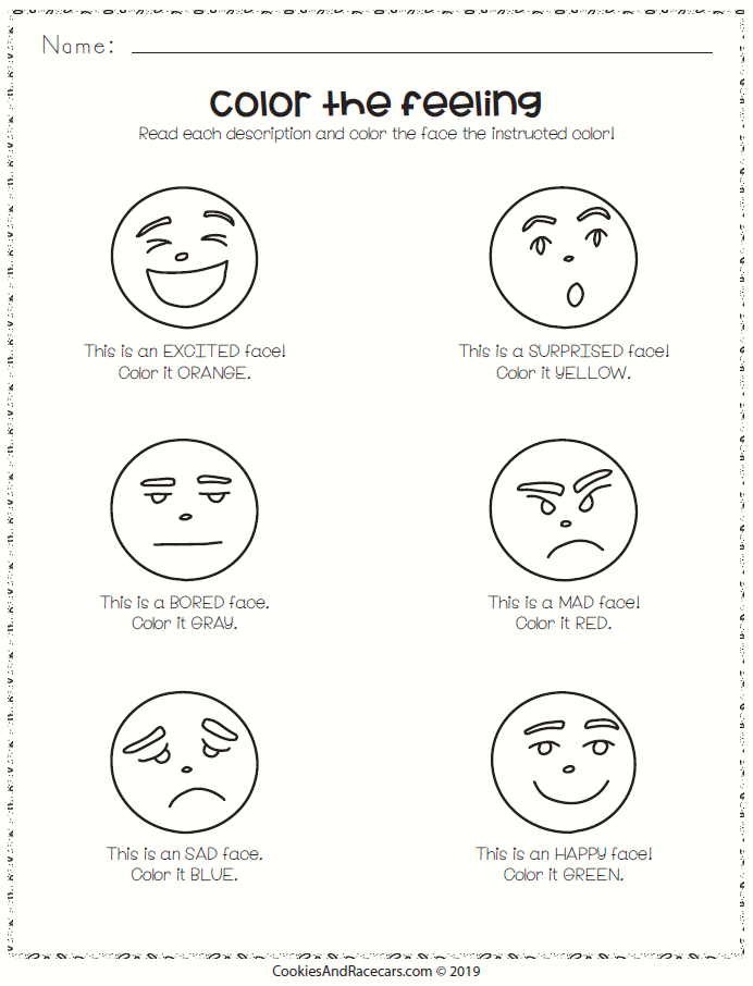 Printable Worksheet On Emotions