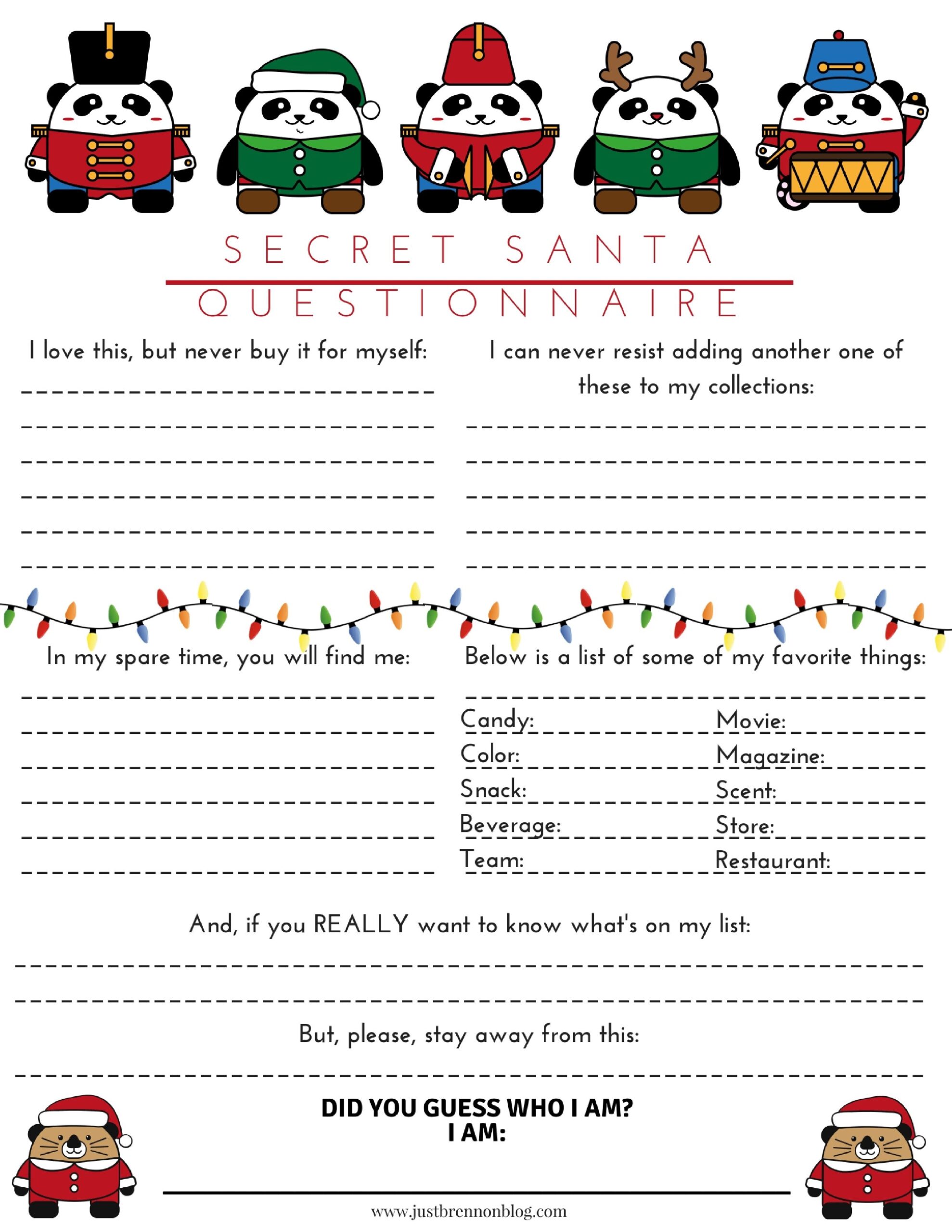Secret Santa Form Free Printable Web Secret Santa Questionnaire Free Secret Santa Form Free Printable Web Secret Santa Questionnaire Free