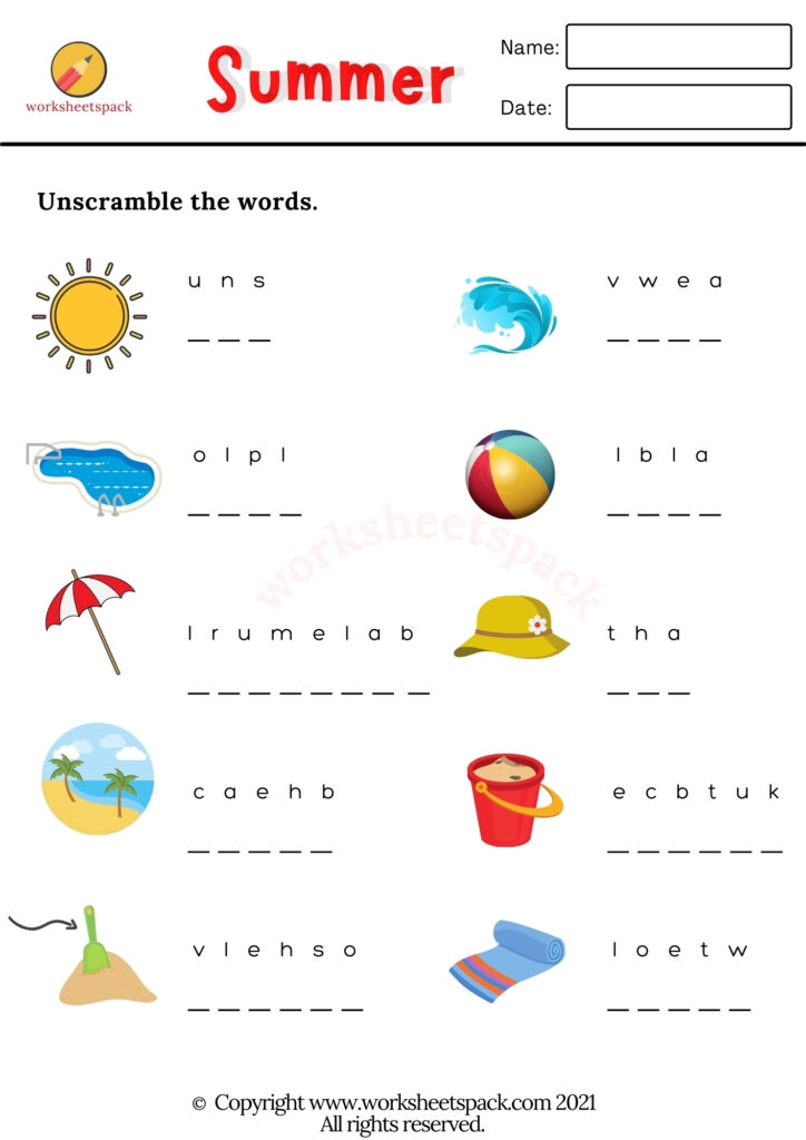 Summer Printable Worksheets