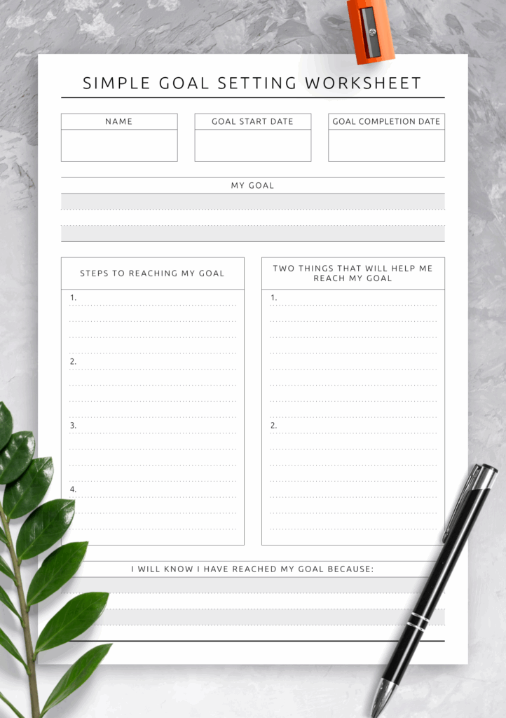 Printable Goal Setting Worksheet: Achieve Your Dreams with Ease - Free ...