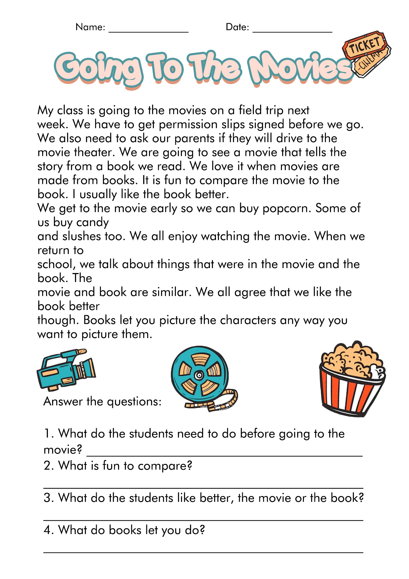 Third Grade Reading Comprehension Activities
