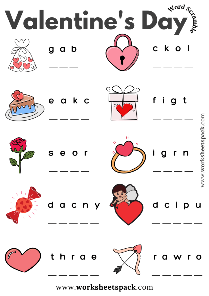 Valentines Worksheets Printable Word Searches